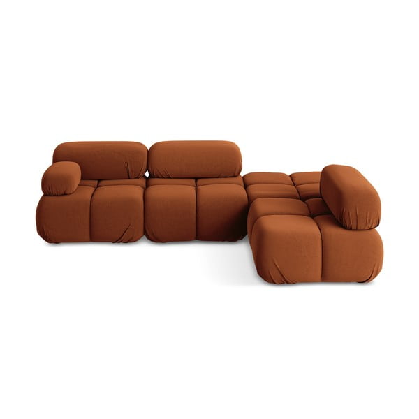 Oranžna žametna kotna sedežna garnitura (desni kot) Lokua – Makamii