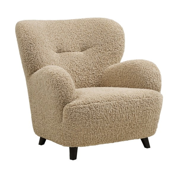 Svetlo rjav fotelj iz tkanine bouclé Lunaro – House Nordic