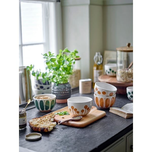 Bele/modre skledice v kompletu 3 ks iz kamenine 500 ml Linora – Bloomingville-image-2