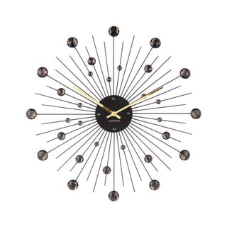 Stenska ura v črni barvi Karlsson Sunburst, ø 50 cm