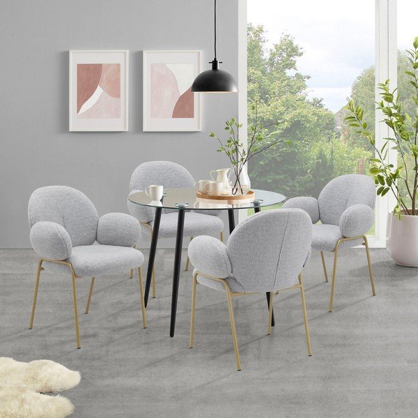 Svetlo sivi oblazinjeni jedilni stoli v kompletu z nasloni za roke 2 ks Iwama – Støraa-image-1