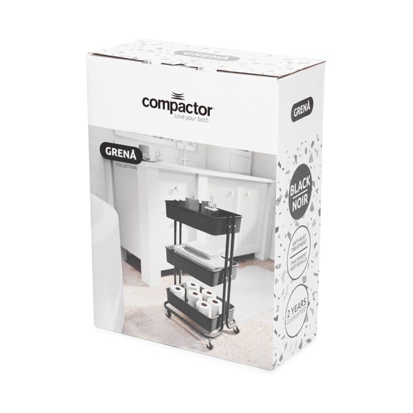 Črn plastičen regal na koleščkih 43x36 cm Grena – Compactor-image-4