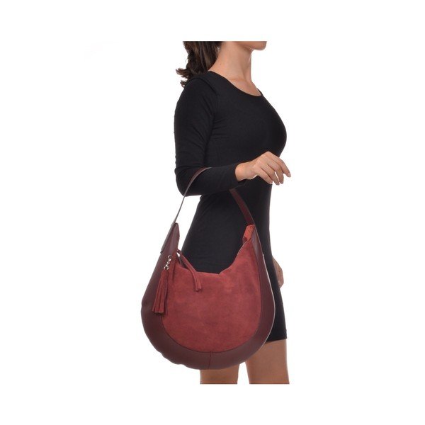 Usnjena torbica Isabella Rhea Moon Vino bordo barve-image-2