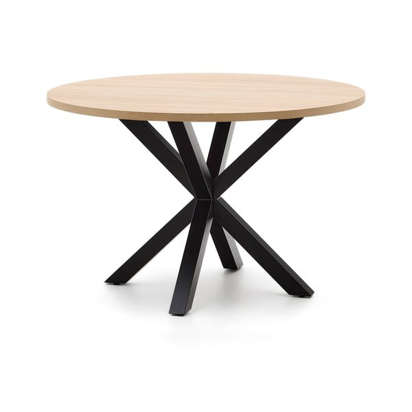 Okrogla jedilna miza v črni in naravni barvi ø 120 cm Argo – Kave Home-image-2