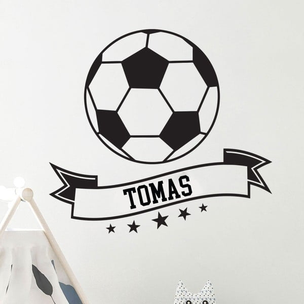 Komplet črnih stenskih nalepk z abecedo Ambiance Soccer Ball