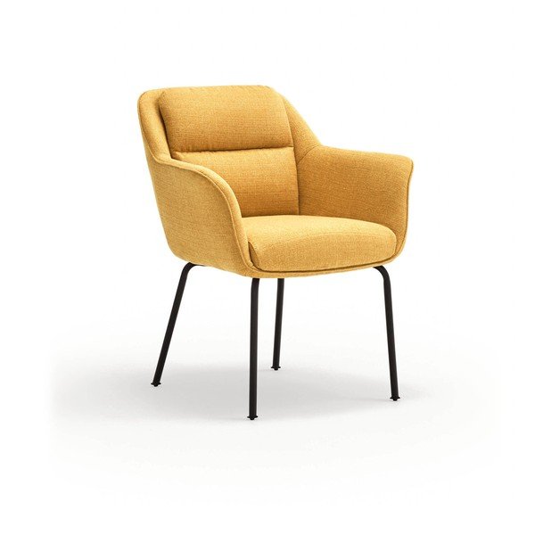 Gorčično rumen oblazinjen jedilni stol z nasloni za roke Sadira – Teulat