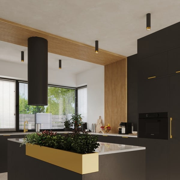 Črna/zlata stropna svetilka Crown – Sollux-image-4