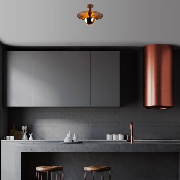 Bakrena stropna svetilka s kovinskim senčilom ø 38 cm Kurt – Opviq lights-image-4
