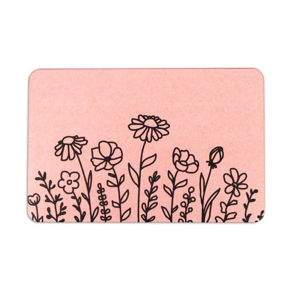 Svetlo roza kopalniška podloga 39x60 cm Floral Lines - Artsy Doormats