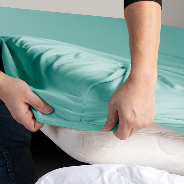 Turkizna napenjalna rjuha iz jerseyja 160x200 cm Amber – Restilo-image-3