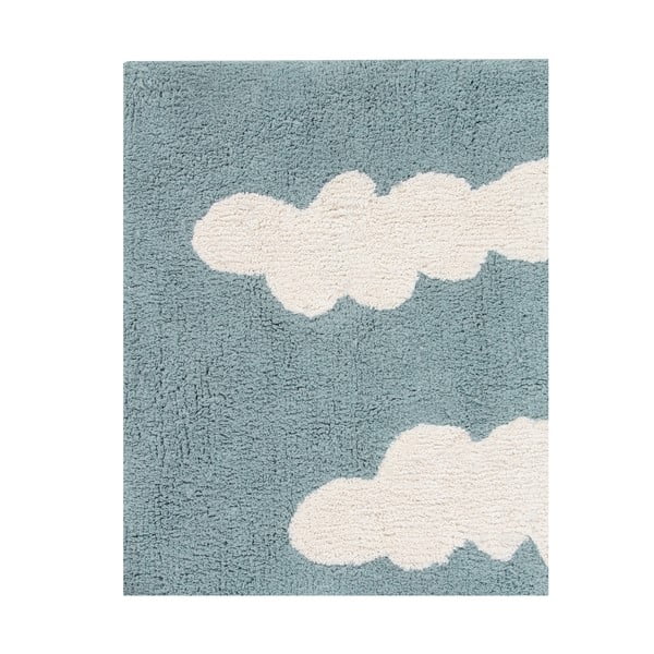 Modra pralna ročno tkana bombažna otroška preproga 120x160 cm Clouds Vintage Blue – Lorena Canals-image-4