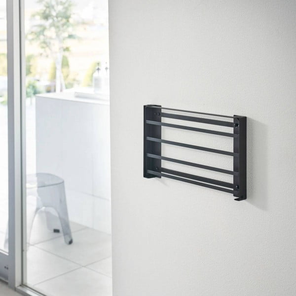 Mat črna jeklena stenska kopalniška polica Tower – YAMAZAKI-image-3