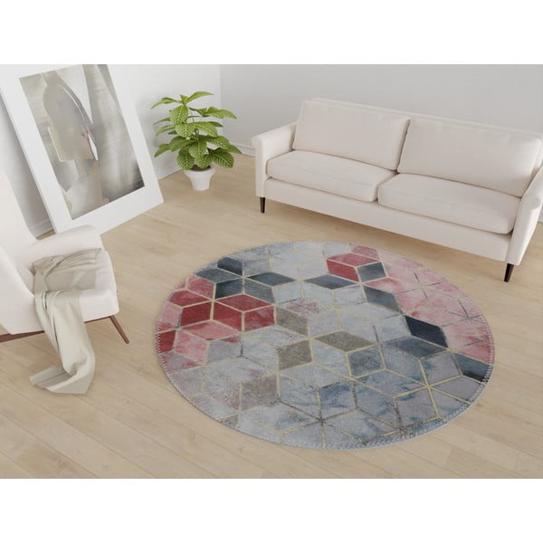 Rožnata/svetlo siva pralna okrogla preproga ø 100 cm – Vitaus-image-1