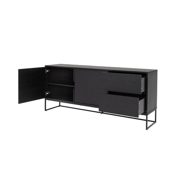 Črna komoda v jesenovem dekorju 176x76 cm Lipp - Tenzo-image-4