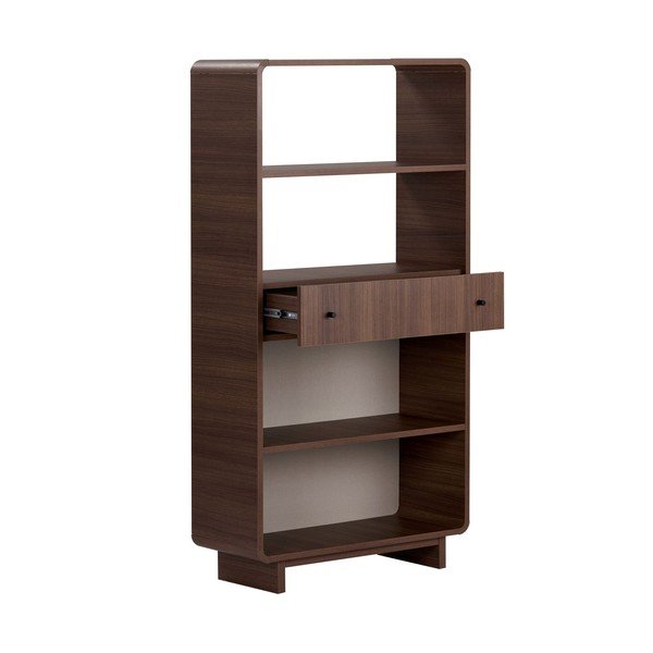 Regal v orehovem dekorju v temni naravni barvi 78x153x34 cm Senza – Nordure-image-3