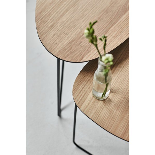 Kovinska klubska mizica v naravni barvi 37x44 cm Curve M Wood – LIND DNA-image-3