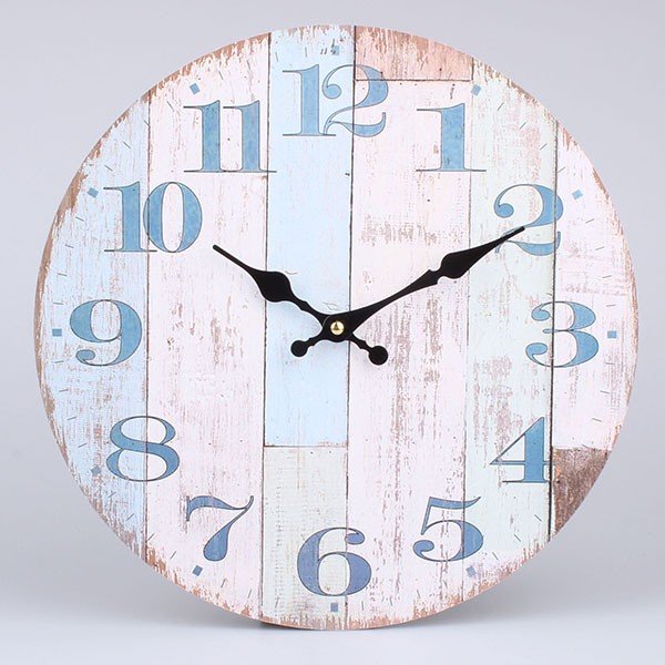 Lesena ura Blue Country, 34x34 cm