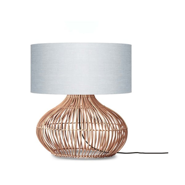 Svetlo siva/naravna namizna svetilka s tekstilnim senčnikom (višina 60 cm) Kalahari – Good&Mojo