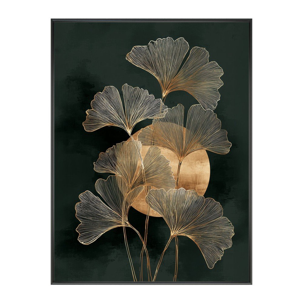 Tiskana slika z okvirjem 60x80 cm Gold Ginkgo