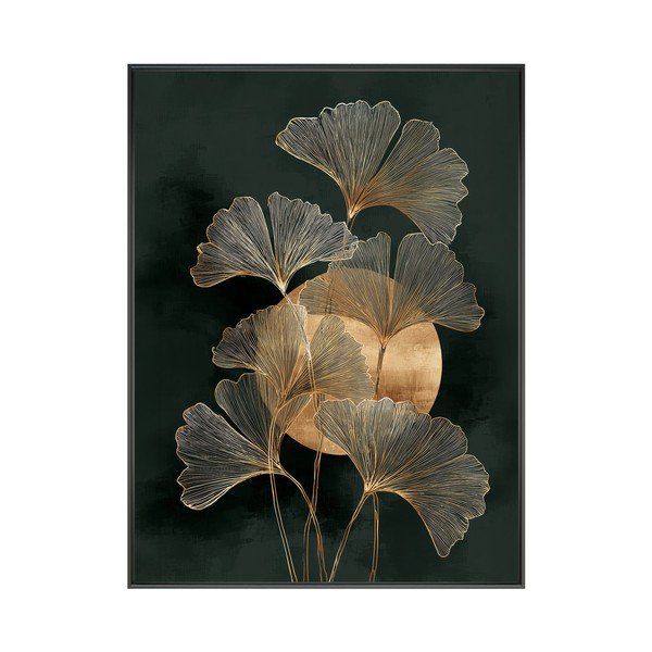 Tiskana slika z okvirjem 60x80 cm Gold Ginkgo – Styler