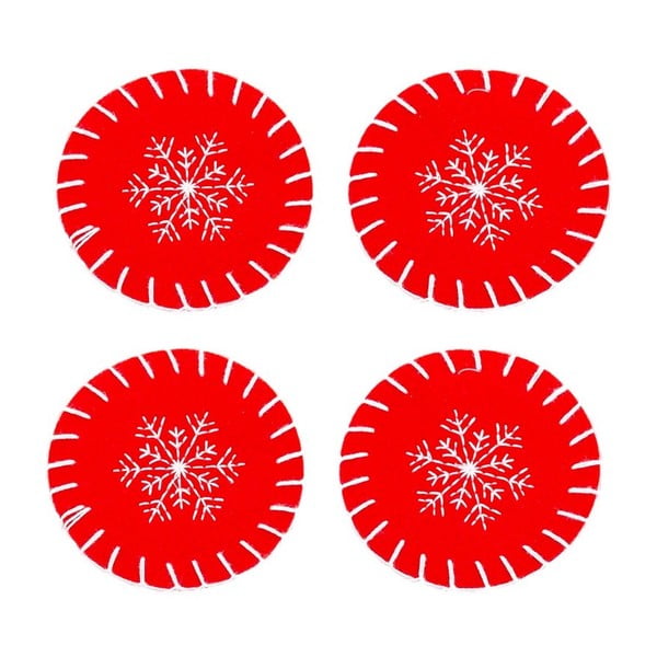 Rdeči podstavki za kozarce v kompletu 4 ks z božičnim motivom – Casa Selección