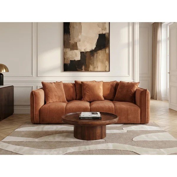 Oranžna sedežna garnitura iz šenilje Harlem – Bobochic Paris-image-1