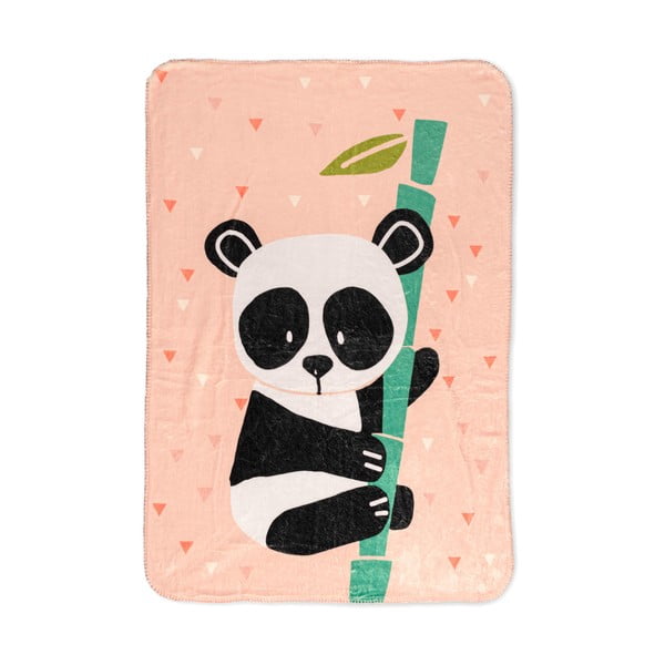 Svetlo roza otroška odeja iz mikrovlaken 140x110 cm Panda - Moshi Moshi