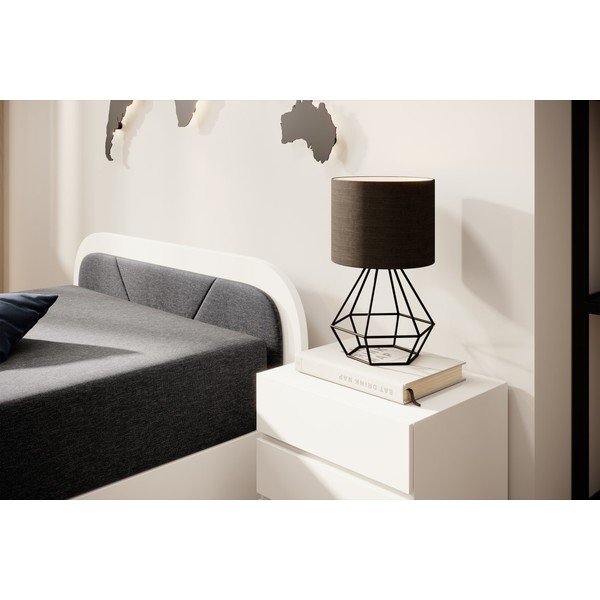 Bela/temno siva oblazinjena postelja iz iverne plošče s prostorom za shranjevanje in z vzmetnico 80x190 cm Parys – ELTAP-image-4