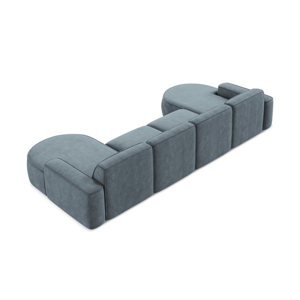 Prašno modra kotna sedežna garnitura iz šenilje (v obliki črke "U") Omao – Makamii-image-3