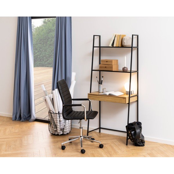 Črna knjižna omara iz hrastovega dekorja 77x175 cm Seaford - Actona-image-1