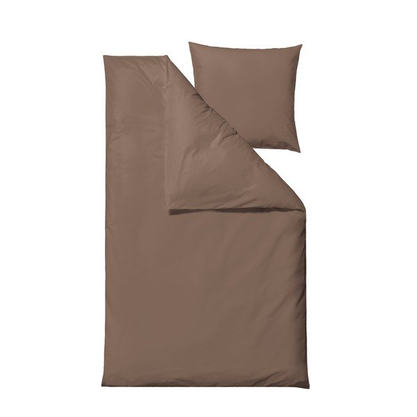 Rjava enojna podaljšana posteljnina iz bombažnega perkala 140x220 cm Crisp – Södahl-image-2