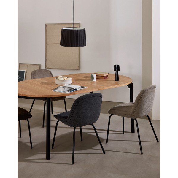 Okrogla raztegljiva jedilna miza v hrastovem dekorju ø 120 cm Montuiri – Kave Home-image-2