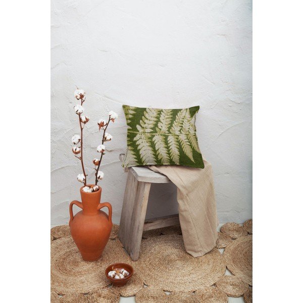 Zelena okrasna blazina z motivom listov Really Nice Things Leaves, 45 x 45 cm-image-1