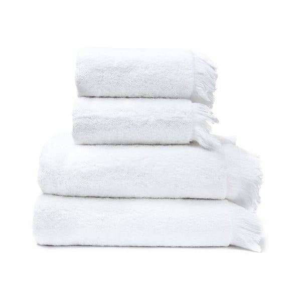 Komplet 2 beliih brisač in 2 kopalnih brisač iz 100-odstotnega bombaža Bonami Selection, 50 x 90 + 70 x 140 cm