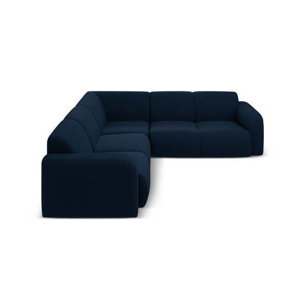 Temno modra kotna sedežna garnitura iz tkanine bouclé (s kotom po izbiri/v obliki črke L) Molino – Micadoni Home