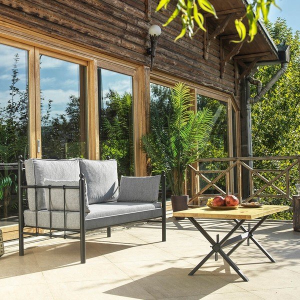 Črna/svetlo siva vrtna garnitura za 4 osebe Lalas – Floriane Garden-image-1