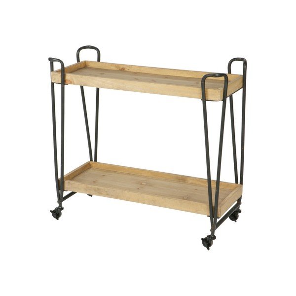 Mobilna servirna mizica s policami iz mangovega lesa WOOOD Zoe-image-2