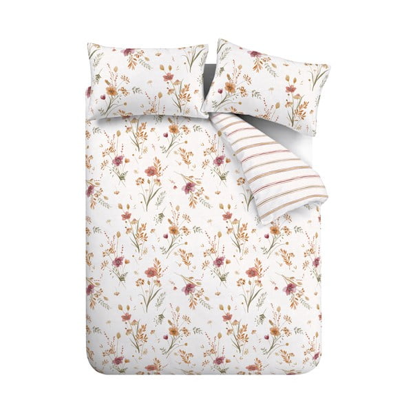 Bela bombažna posteljnina za zakonsko posteljo 200x200 cm Harvest Flowers – Catherine Lansfield