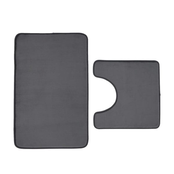 Temno sive kopalniške preproge za WC iz spominske pene v kompletu 2 ks 50x80 cm Anti-Bacterial – Catherine Lansfield