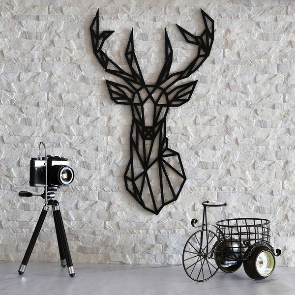 Črna stenska dekoracija Deer, 39 x 65 cm-image-1