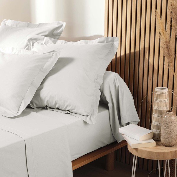 Bela napenjalna rjuha iz organskega bombaža 140x190 cm Biolina – douceur d'intérieur-image-1