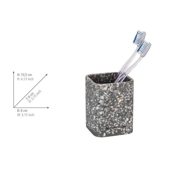Siv lonček za zobne ščetke iz poliresina Tom Tailor T-Terrazzo – Wenko-image-4