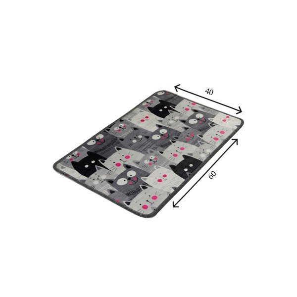 Siva kopalniška preproga 40x60 cm Meow – Foutastic-image-4