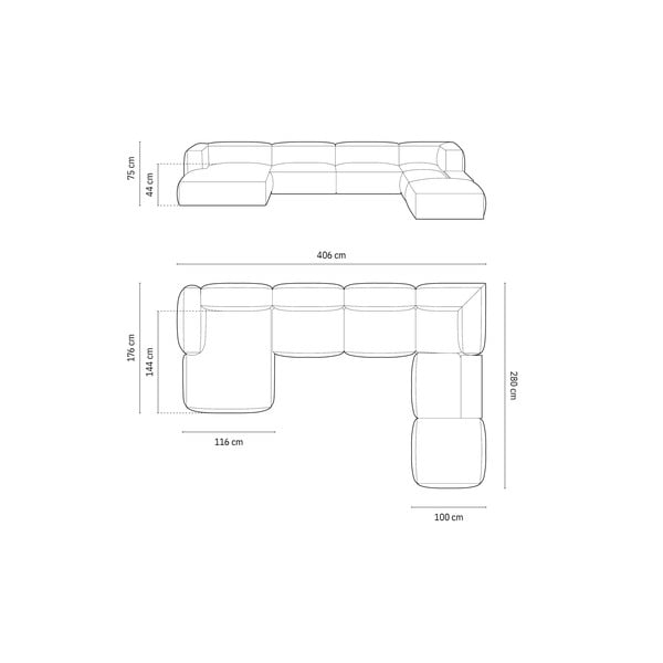 Zelena kotna sedežna garnitura (desni kot/v obliki črke "U") Martina – Micadoni Home-image-4