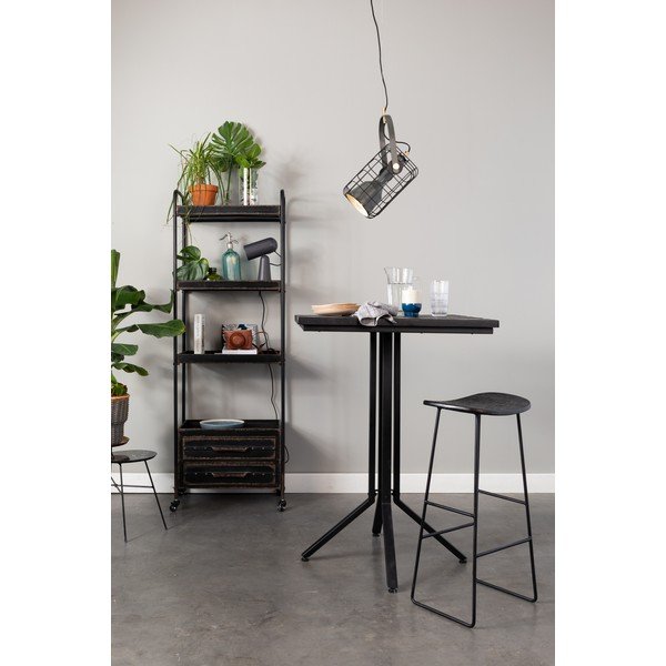Črn barsko stol iz masivnega tika (višina sedeža 76 cm) Tangle – White Label-image-1