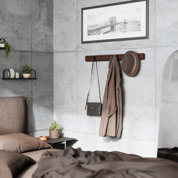 Temno rjav stenski obešalnik iz masivnega topola Flip – Umbra-image-1