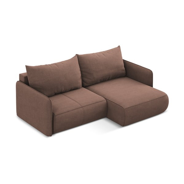 Rožnata raztegljiva/s prostorom za shranjevanje kotna sedežna garnitura (desni kot) Nanea – Makamii-image-4