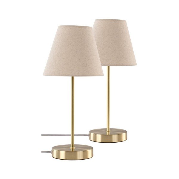 Bež/medeninasta tekstilna namizna svetilka (višina 39 cm) Lasse – Jotex