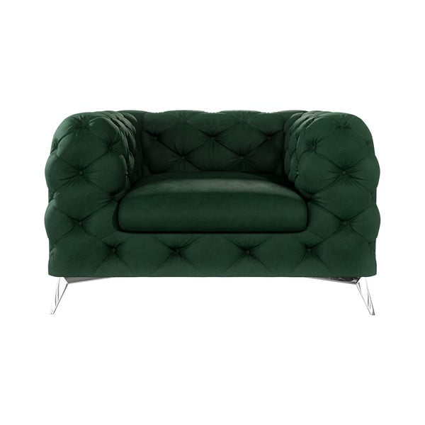 Temno zelen žameten fotelj Chelsea – Ropez-image-1