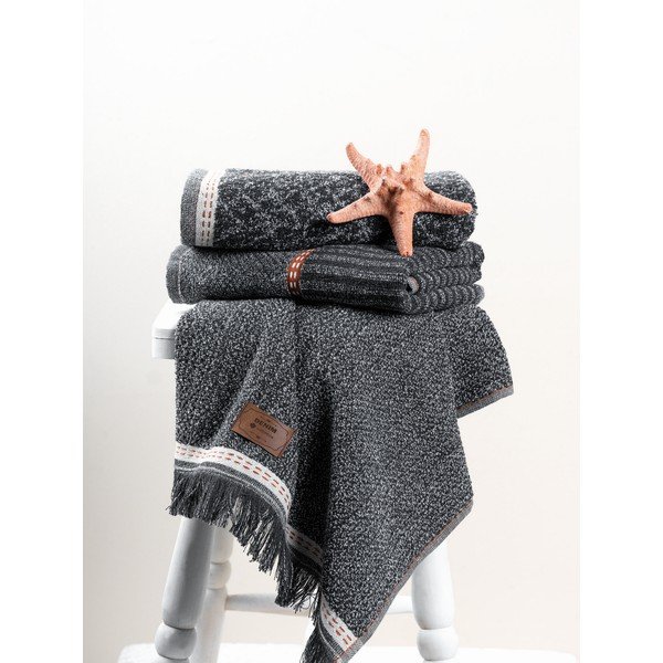 Antracitno sive brisače v kompletu 3 ks 50x90 cm Denim – Foutastic-image-1